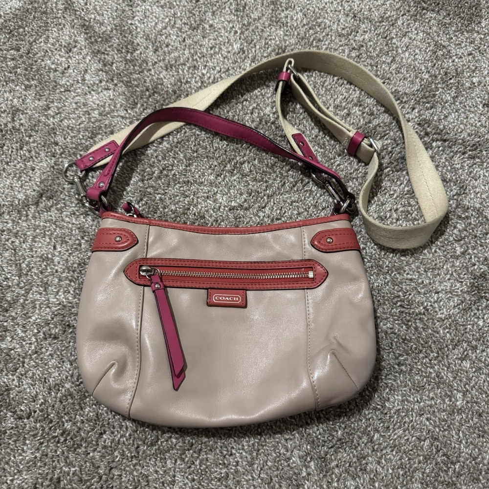 Coach F23951 Daisy Spectator Beige Pink Orange Leather Handbag Shoulder